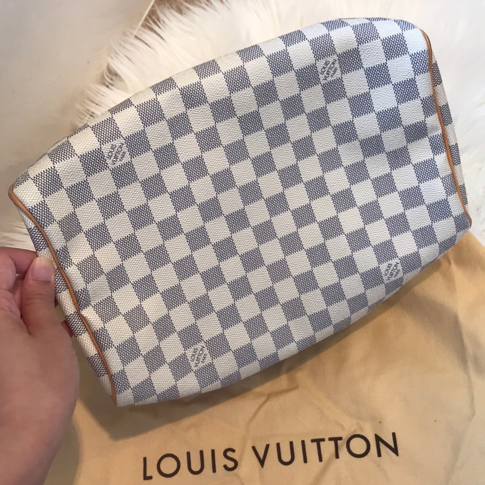 Louis Vuitton Damier Azur Canvas Speedy 30 - White and Light Blue Checkered - Picture 6 of 13